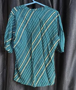 Teal Green With Stripped  Half Sleeve Short Kurta