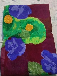 Floral Maroon Saree