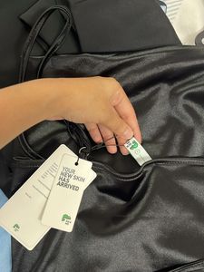 Sleek Black Satin Mini Dress