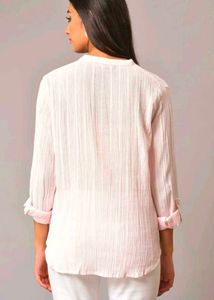 W Button-Down Top with Roll-Tab...