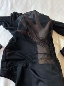 Mango Black Mesh Bodysuit