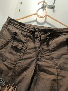 Whimsical Brown Embellished Cargo Pants