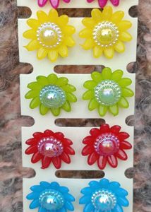 Colorful Flower Stud Earring Set pack of 6