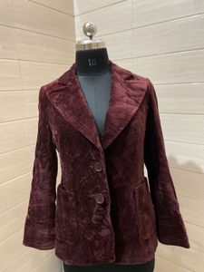ZARA Burgundy Velvet Blazer