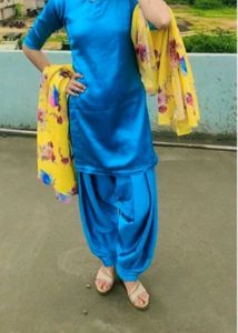 Blue Satin Salwar Suit