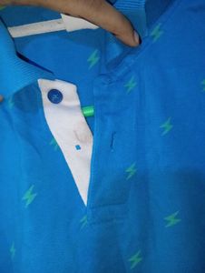 Blue Patterned Polo Shirt - Size M