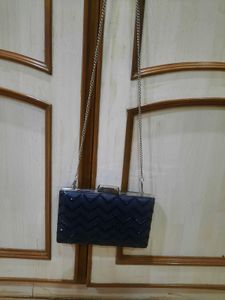 Navy Beaded Evening Clutch