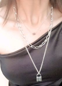Aesthetic Silver Lock Neck Chain