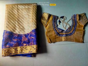 Beautiful Net Saree and Stiched Work Blouse