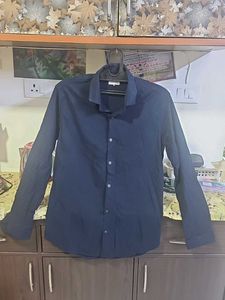 Navy Blue Casual Button-Down Shirt
