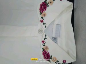 Floral Embroidered White Button-Up