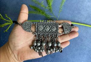 Silver Oxidized Choker Necklace
