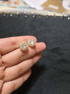 Gold White Gem Studs