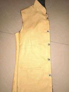 Golden Beige Nehru Jacket Kothi For Men