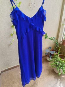 Blue Ruffle Midi Dress