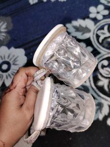 White Rhinestone Flip Flops