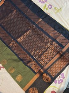 Elegant Green & Navy blue Saree