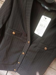 SHEIN BRAND Stylish Black Button-Down Top