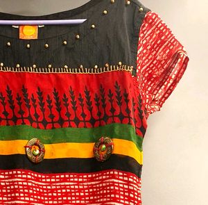 Bright Red Straight Kurta Casual Wear