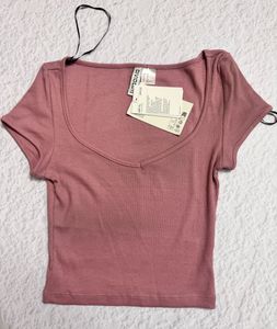 H&amp;M Divided Pink Ribbed Crop Top