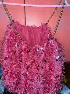 Pink Sequin Fringe Top XL