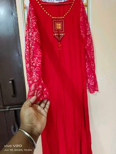 Red Lace Sleeve Dress