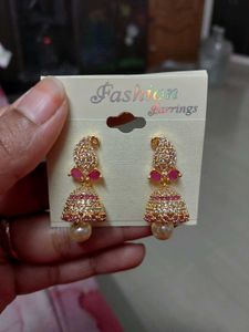 White Ruby Stone Jhumka