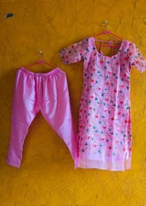 Pink Floral Kurta Set