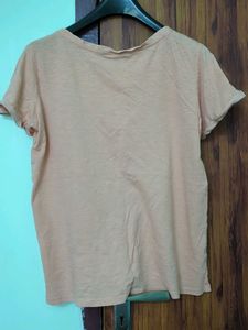 Peach Lace Yoke Tee(Size-L)