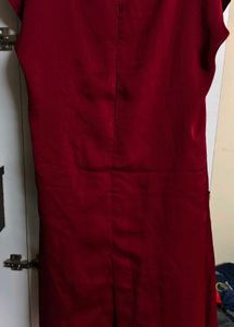 Red Polysilk Fashion Dress - airhostess Cut