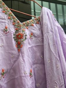 Lavender Embroidered Kurti