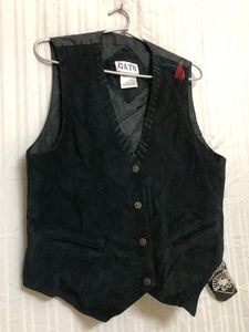 Gato Black Leather Waistcoat