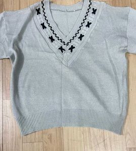 Oversized V-Neck Knit Sweater.