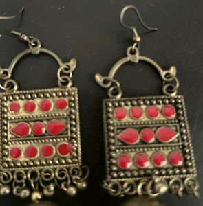 Oxidized Red Trendy Jhumkas
