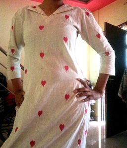 Heart Print Casual Kurti
