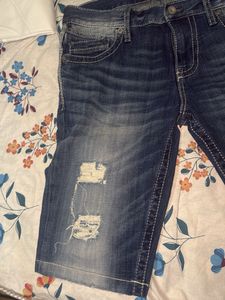 Distressed Denim Shorts