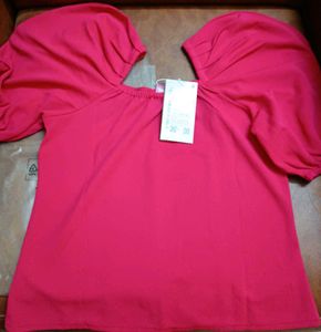 Chic Pink Power Shoulder Top