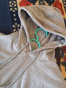 Grey Cropped Zip Hoodie