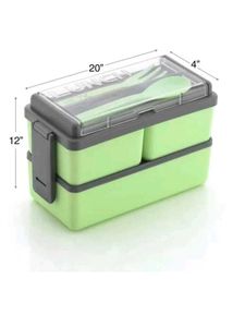 Stackable Double Decker Lunch Box with Utensils
