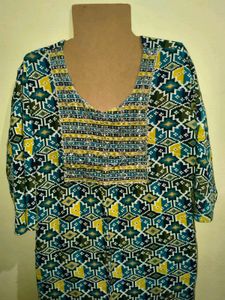 Green Yellow Cotton Kurta