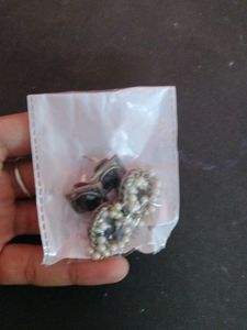 Black Stone Jhumka Earrings