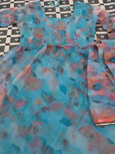 Anaarkali Kurta Set With Paint And Freebies