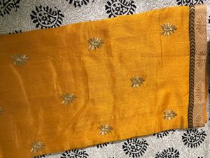 Chanderi Silk Yellow Saree