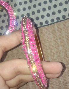 Stunning Pink Rhinestone Bangles Set Elegan,sparkl