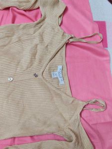 Beige Knit Top with Long Sleeves