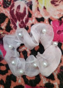 Pastel Pink Coloured Beaded Scrunchy404