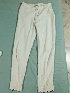 White Straight Ethnic Pant