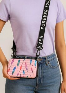 Cute Feather Print Crossbody Bag