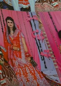 Red &amp; Silver Floral Lehenga