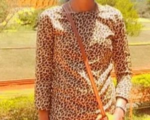 Women Black &amp; Beige Animal Print Top